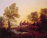Evening Landscape Peasants and Mounted Figures